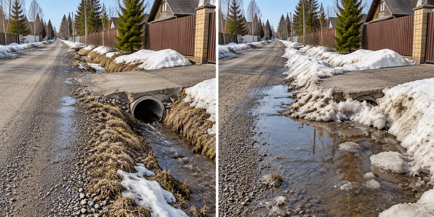 Свободный и перекрытый водоотвод